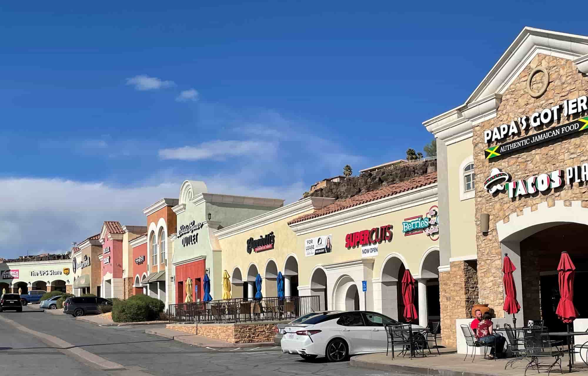 Wide View of the Zions Strip mall in St George Utah