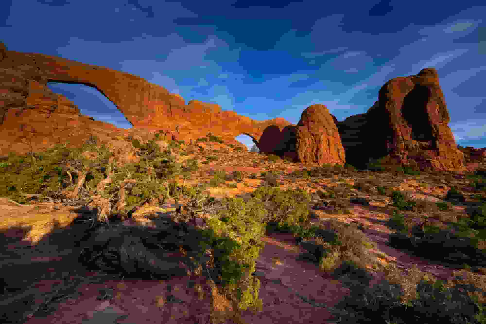Wide Angle Aerial view Arches national park near St George Utah