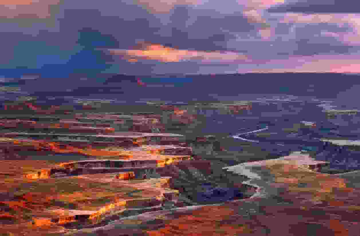 Wide Angle Aerial view Canyonlands national park near St George Utah