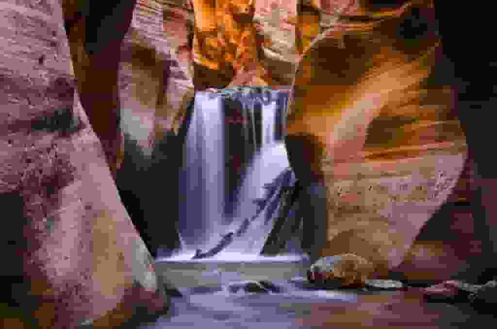 Wide Angle view of The Kanarra Falls Water Fall near St George Utah