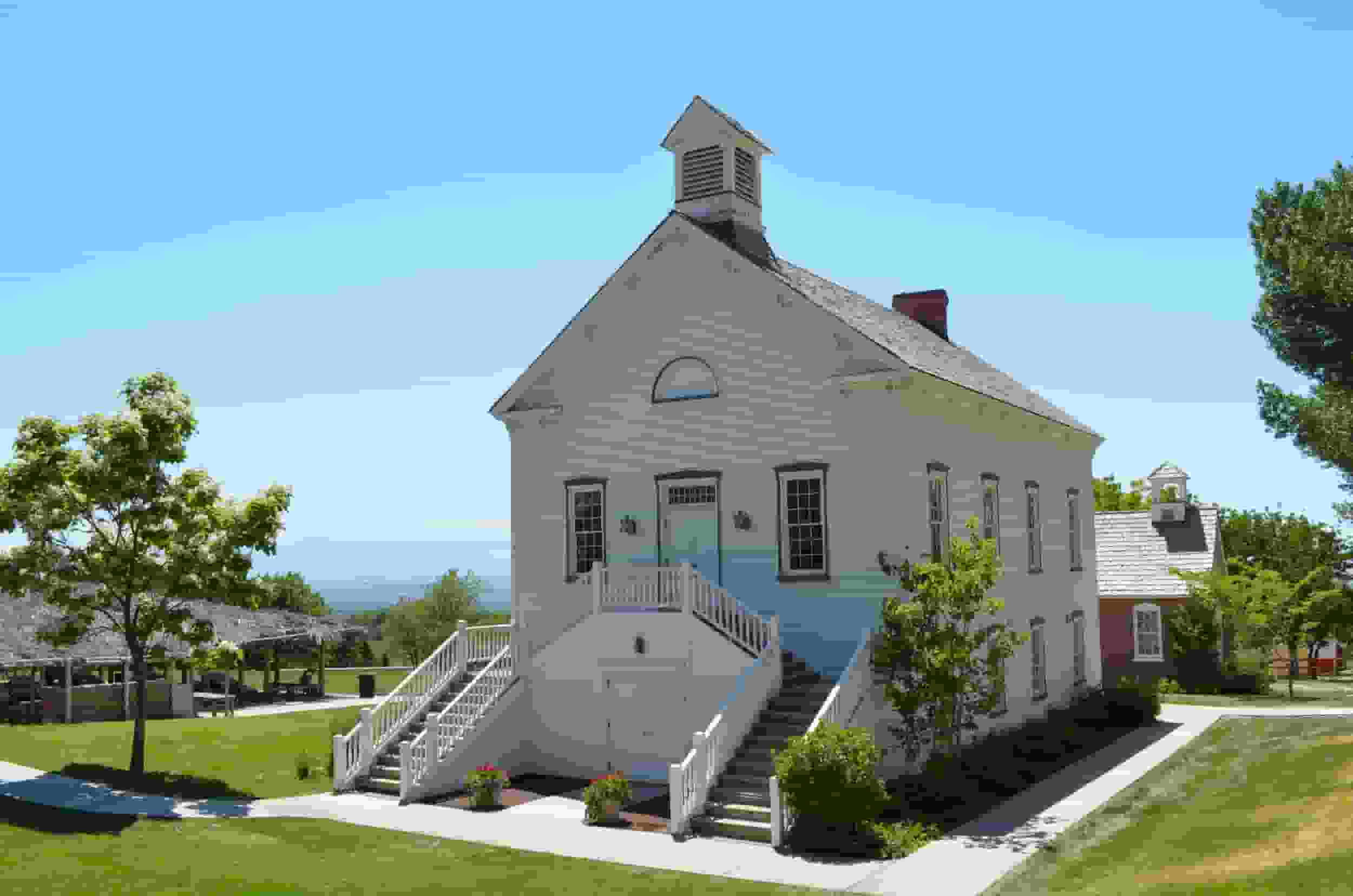 Wide front view of the Pine Valley Chapel near St George Utah