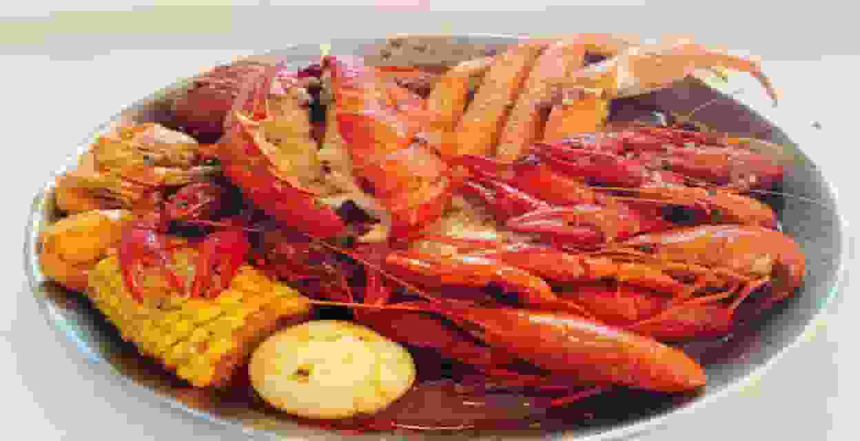 A delicious seafood boil dish served in The Rusty Krab Daddy restaurant in St George Utah