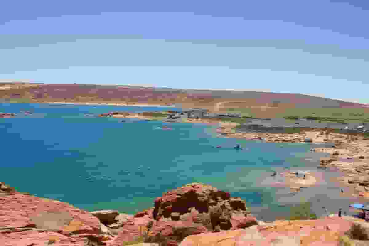 Wide Angle Aerial view of The Sand Hollow Lake near St George Utah