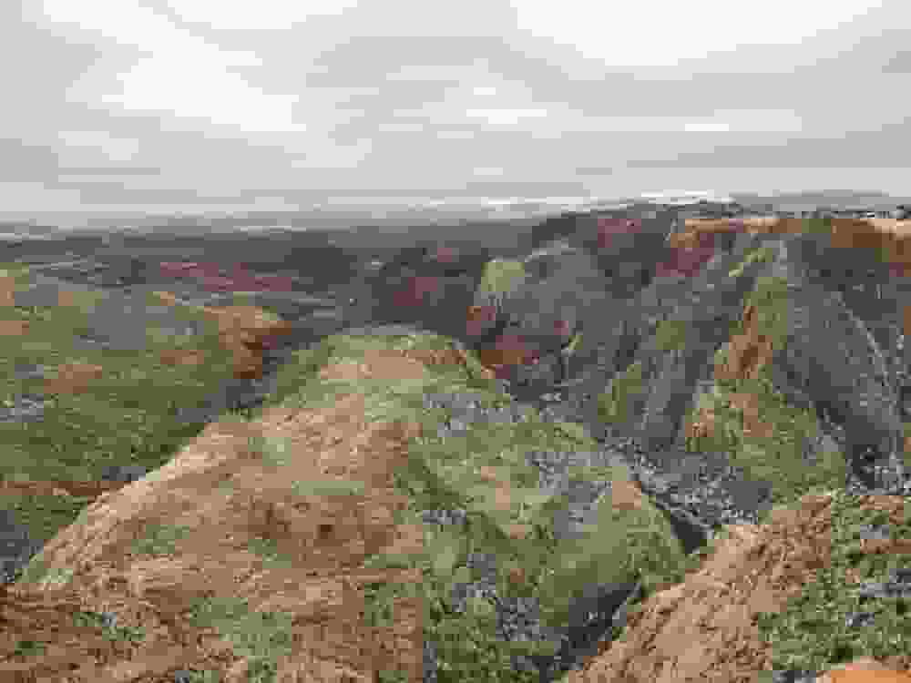 Wide view of a ravine atop the trail of Snow Canyon Overlook near St George Utah