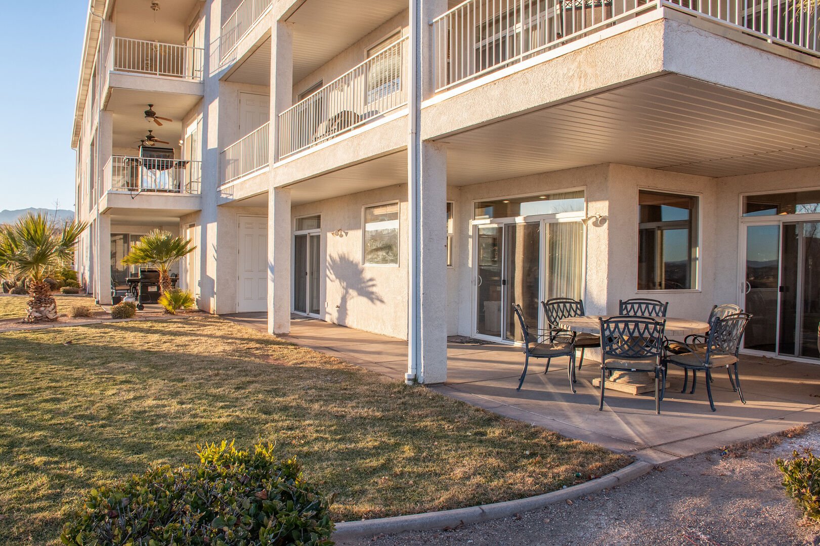 Large patio w/ grass area